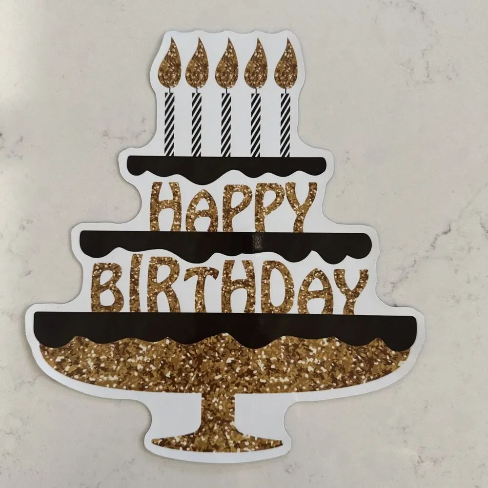 Magnetic Cruise Ship Door Happy Birthday Decor Magnets  Black & Gold - 2